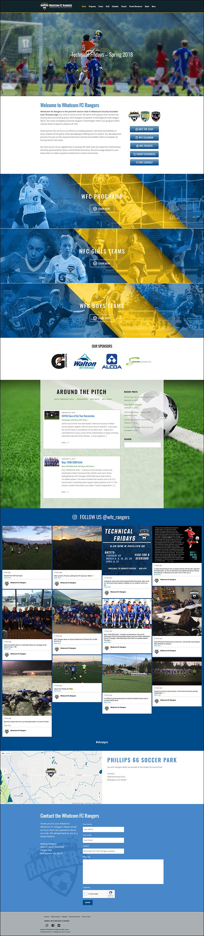 Whatcom FC Rangers Wordpress Site Design