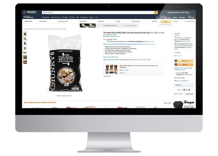 The Real McCoy BBQ Smoking Chips Package Design and Product Page Setup on Amazon Seller Central