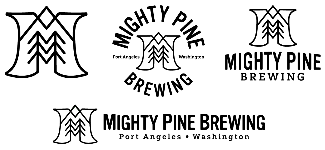 Mighty Pine Brewing Primary B&W Logo Designs